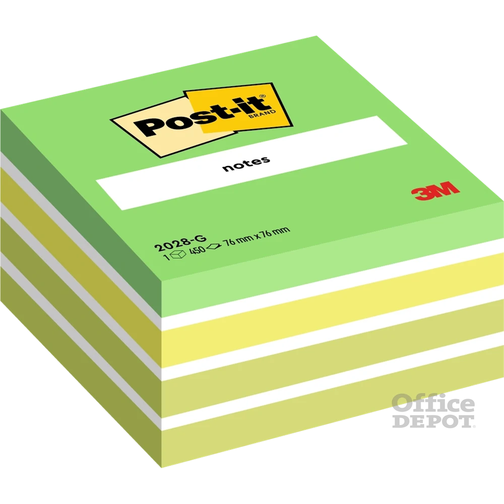 3M Post-it 2028 G 76x76mm 450lapos zöld jegyzettömb  100% PEFC, SGSCH-PEFC-COC-110078