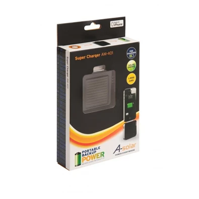 A-Solar Solar Super Charger napelemes töltő, iPod/iPhone, 1900 mAh-s akkumulátorral A-Solar Solar Super Charger napelemes töltő, iPod/iPhone, 1900 mAh-s akkumulátorral