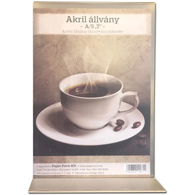A5 "T" víztiszta 2 mm akril asztali laptartó A5 "T" víztiszta 2 mm akril asztali laptartó