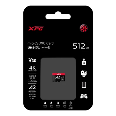 ADATA XPG 512GB SD micro XPG (SDXC Class 10 UHS-I) (AUSDX512GUI3XPGA2-R) gamer memóriakártya ADATA XPG 512GB SD micro XPG (SDXC Class 10 UHS-I) (AUSDX512GUI3XPGA2-R) gamer memóriakártya