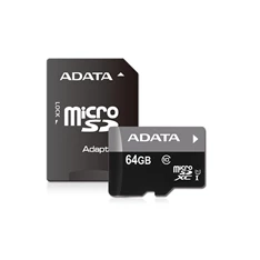 ADATA 64GB SD micro Premier (SDXC Class 10 UHS-I) (AUSDX64GUICL10-RA1) memóriakártya adapterrel ADATA 64GB SD micro Premier (SDXC Class 10 UHS-I) (AUSDX64GUICL10-RA1) memóriakártya adapterrel