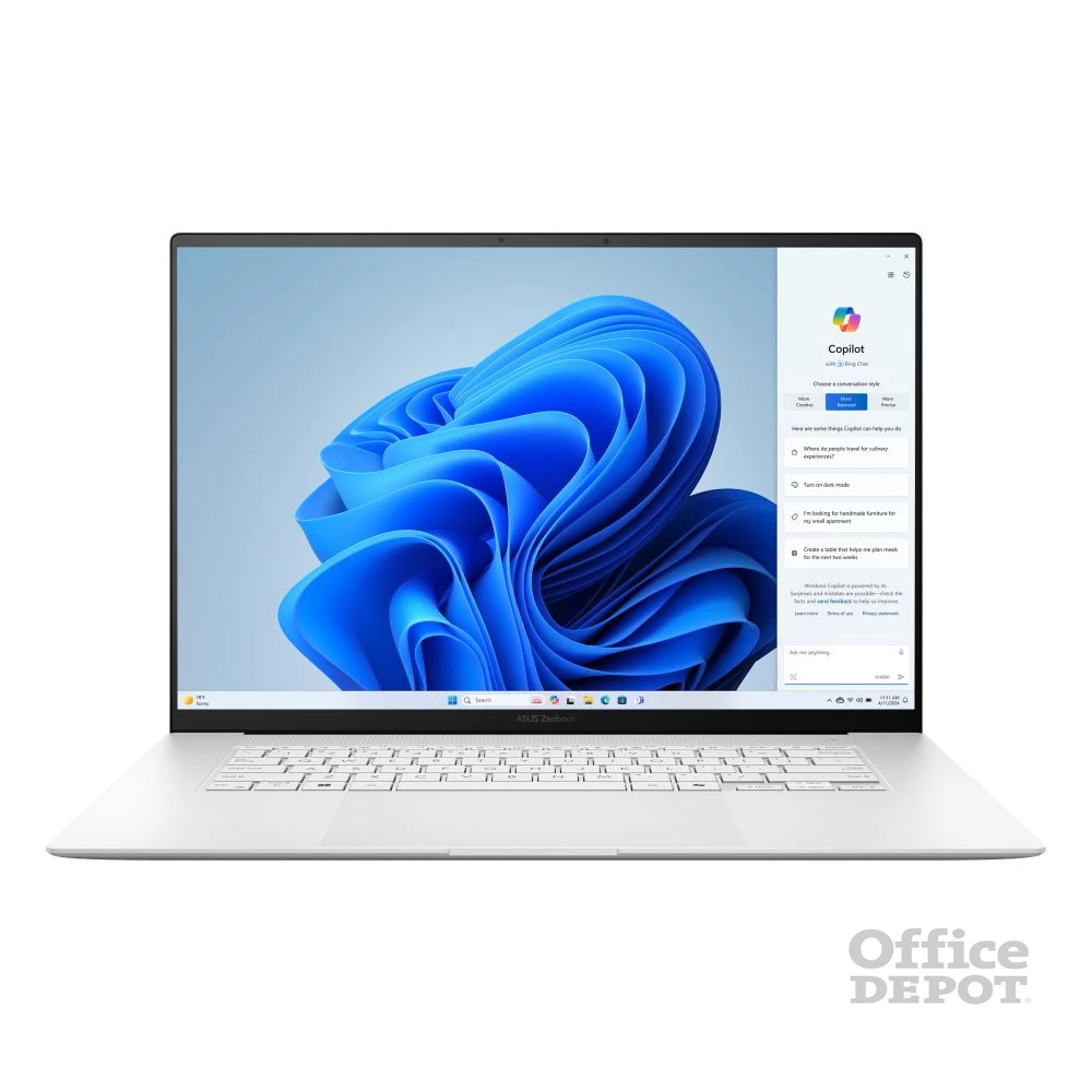 ASUS ZenBook UM5606WA-RK260W laptop (16"3K/AMD Ryzen AI 9 HX 370/Int.VGA/32GB RAM/2TB/Win11) - fehér