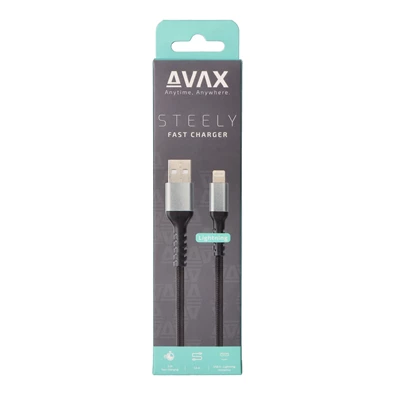 AVAX CB401G STEELY 1,5m 20W USB A-Lightning gyorstöltő sodorszálas acélszürke adat- és töltőkábel AVAX CB401G STEELY 1,5m 20W USB A-Lightning gyorstöltő sodorszálas acélszürke adat- és töltőkábel