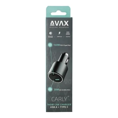 AVAX CC680B CARLY+ 140W USB A+Type C fekete autós töltő AVAX CC680B CARLY+ 140W USB A+Type C fekete autós töltő