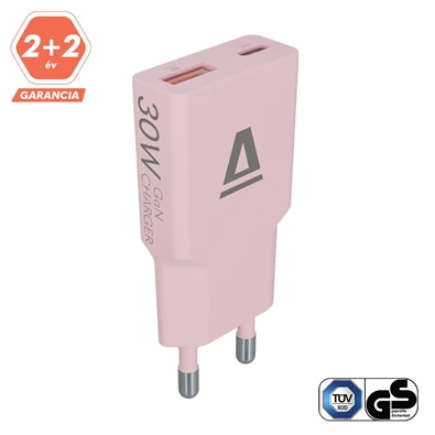 AVAX CH641P NANO SLIM 30W USB-C (PD3.0)+USB-A (QC3.0) pink hálózati töltő AVAX CH641P NANO SLIM 30W USB-C (PD3.0)+USB-A (QC3.0) pink hálózati töltő