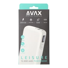 AVAX PB106W LEISURE 15000mAh Type C/PD 30W+QC 18W gyorstöltő fehér power bank AVAX PB106W LEISURE 15000mAh Type C/PD 30W+QC 18W gyorstöltő fehér power bank
