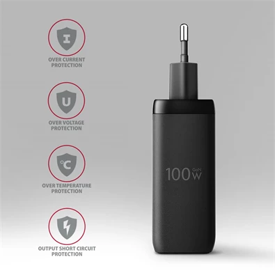 AXAGON ACU-DPQ100 3x port (USB + dual USB-C), PD3.0/QC4+/PPS/Apple 100W fekete GaN töltő AXAGON ACU-DPQ100 3x port (USB + dual USB-C), PD3.0/QC4+/PPS/Apple 100W fekete GaN töltő