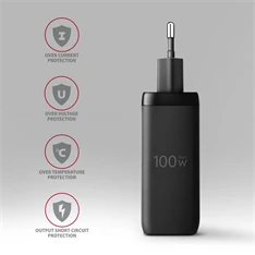 AXAGON ACU-DPQ100 3x port (USB + dual USB-C), PD3.0/QC4+/PPS/Apple 100W fekete GaN töltő AXAGON ACU-DPQ100 3x port (USB + dual USB-C), PD3.0/QC4+/PPS/Apple 100W fekete GaN töltő