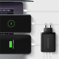 AXAGON ACU-DPQ100 3x port (USB + dual USB-C), PD3.0/QC4+/PPS/Apple 100W fekete GaN töltő AXAGON ACU-DPQ100 3x port (USB + dual USB-C), PD3.0/QC4+/PPS/Apple 100W fekete GaN töltő