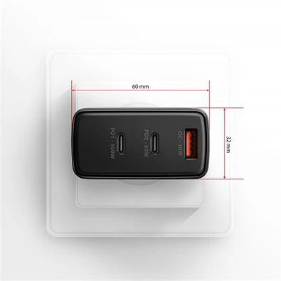 AXAGON ACU-DPQ100 3x port (USB + dual USB-C), PD3.0/QC4+/PPS/Apple 100W fekete GaN töltő AXAGON ACU-DPQ100 3x port (USB + dual USB-C), PD3.0/QC4+/PPS/Apple 100W fekete GaN töltő