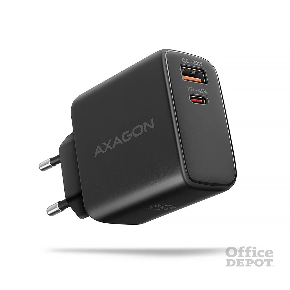 AXAGON ACU-PQ45 QC3.0,4.0/AFC/FCP/PPS/Apple + PD type-C 45W fekete töltő