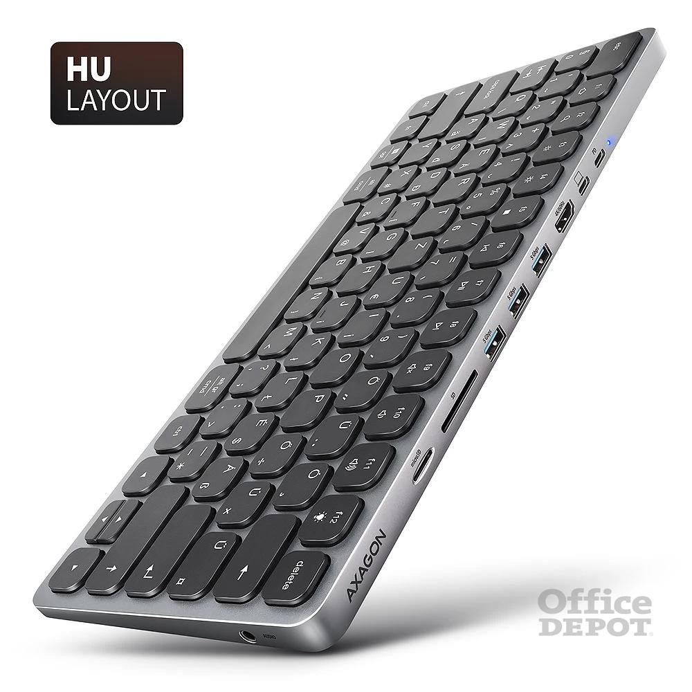 AXAGON HMC-KB-HU Magyar billentyűzet és 9 az 1-ben hub