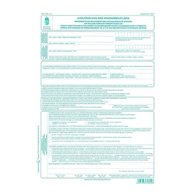 B.APEH.1396 "A külföldi utas adó-visszaigénylő lapja" nyomtatvány B.APEH.1396 "A külföldi utas adó-visszaigénylő lapja" nyomtatvány
