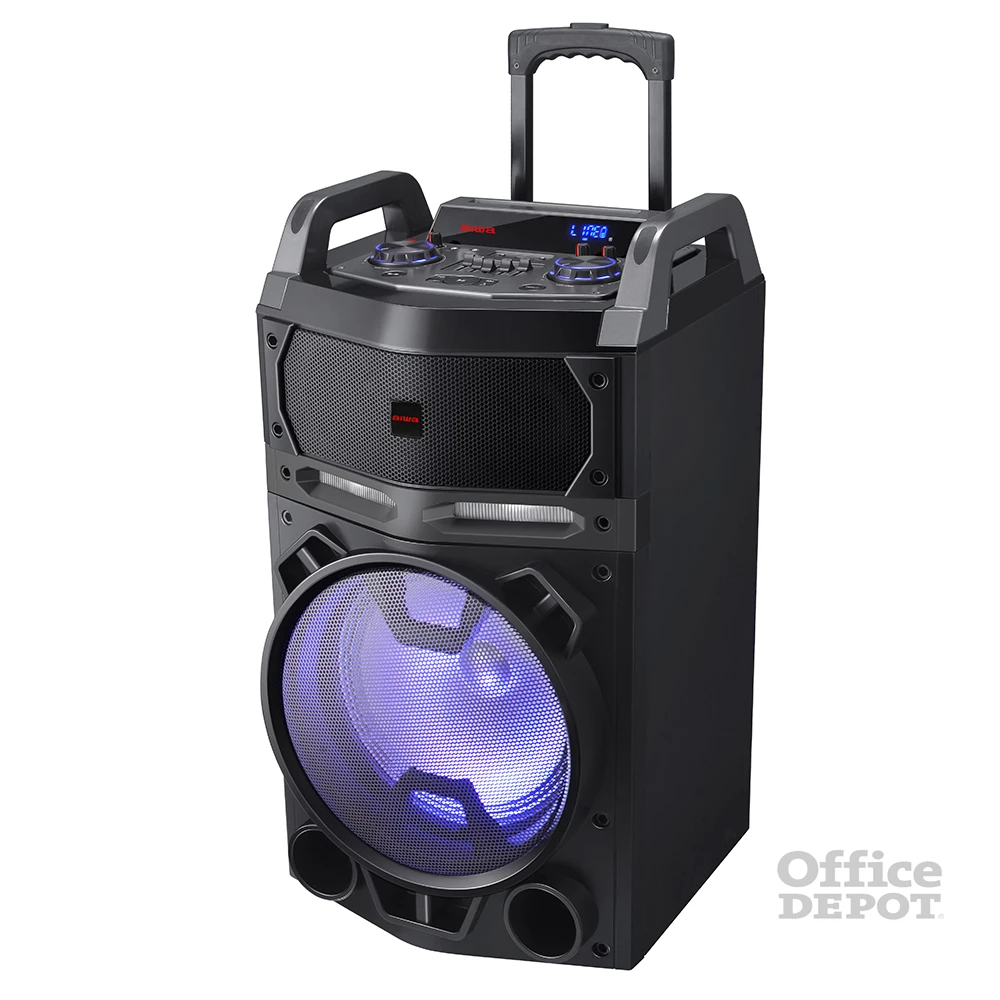 Aiwa KBTUS-700 vezetékes mikrofonnal Bluetooth hordozható fekete party hangszóró (Újracsomagolt)
