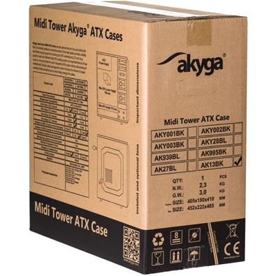 Akyga AK13BK táp nélküli ATX ház Akyga AK13BK táp nélküli ATX ház