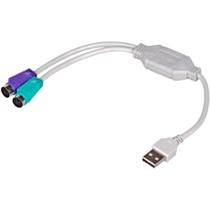Akyga AK-AD-15 25cm USB - 2x PS/2 átalakító kábel Akyga AK-AD-15 25cm USB - 2x PS/2 átalakító kábel