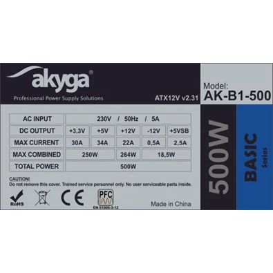 Akyga AK-B1-500 500W ATX tápegység Akyga AK-B1-500 500W ATX tápegység