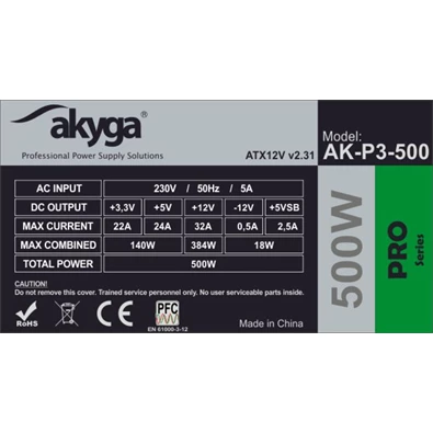 Akyga AK-P3-500 500W ATX tápegység Akyga AK-P3-500 500W ATX tápegység