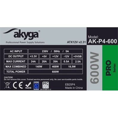 Akyga Ak-P4-600 semi-modular 600W ATX tápegység Akyga Ak-P4-600 semi-modular 600W ATX tápegység