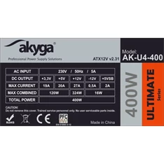 Akyga Ak-U4-400 400W 80+ Bronze ATX tápegység Akyga Ak-U4-400 400W 80+ Bronze ATX tápegység
