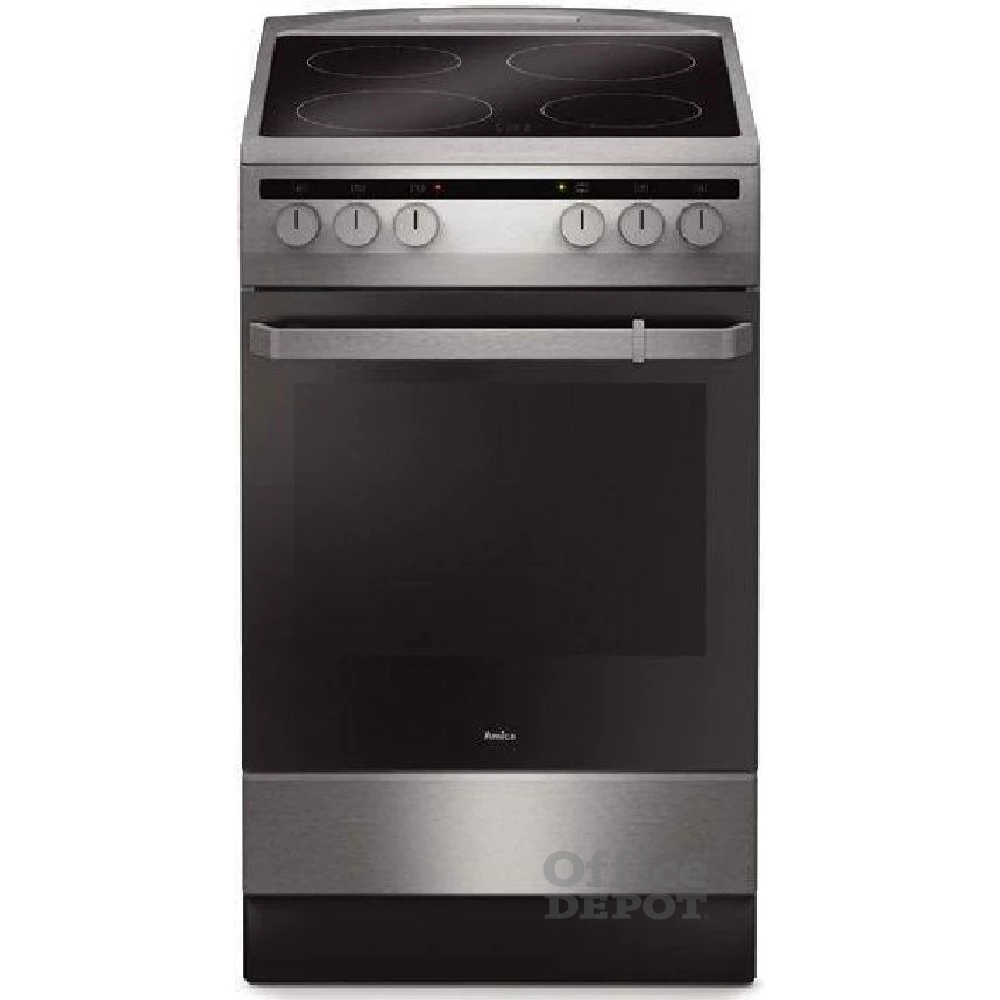 Amica 55352 inox, szabadonálló, kerámialapos, elektromos, főzőzóna: 4, sütő:65L, grill, tűzhely