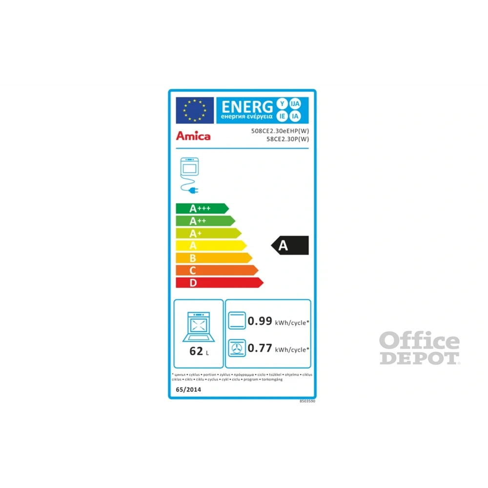Amica 55353 fehér, szabadonálló, kerámialapos, elektromos, főzőzóna: 4, sütő:65L, grill, tűzhely