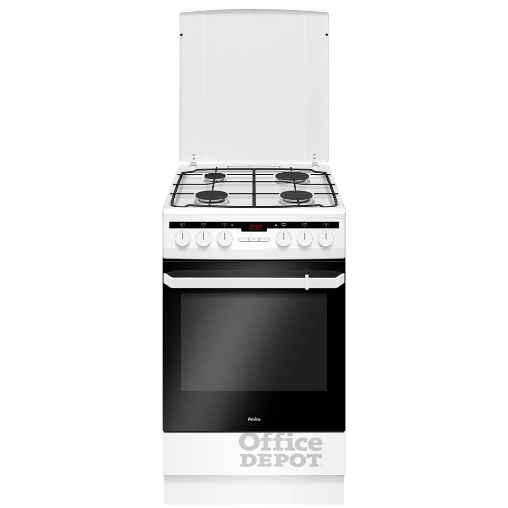 Amica 55898 fehér, szabadonálló, gáz, kombinált, főzőzóna: 4, sütő:65L, grill, tűzhely