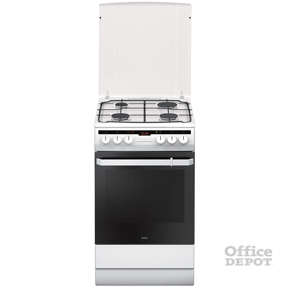 Amica 55898 fehér, szabadonálló, gáz, kombinált, főzőzóna: 4, sütő:65L, grill, tűzhely