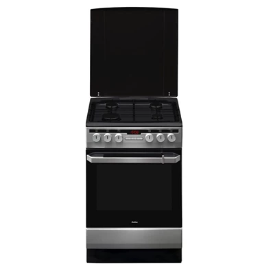 Amica 56013 inox, szabadonálló, gáz, kombinált, főzőzóna: 4, sütő:65L, grill, tűzhely