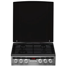 Amica 56013 inox, szabadonálló, gáz, kombinált, főzőzóna: 4, sütő:65L, grill, tűzhely