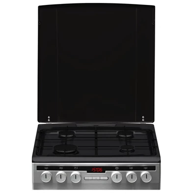 Amica 56013 inox, szabadonálló, gáz, kombinált, főzőzóna: 4, sütő:65L, grill, tűzhely