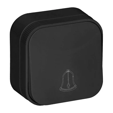 Anco 7204B IP20 falon kívüli fekete nyomó kapcsoló csengő jellel