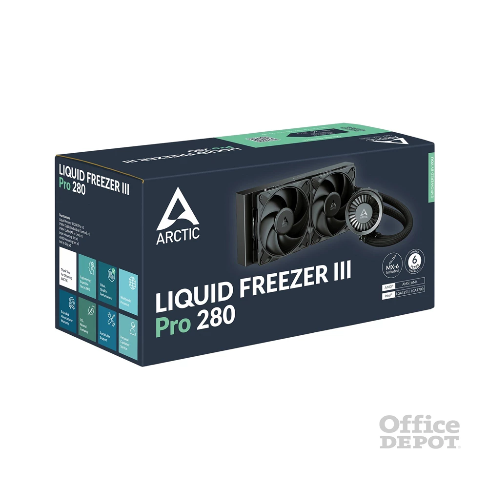 Arctic Liquid Freezer III Pro 280 fekete vízhűtéses processzor hűtő