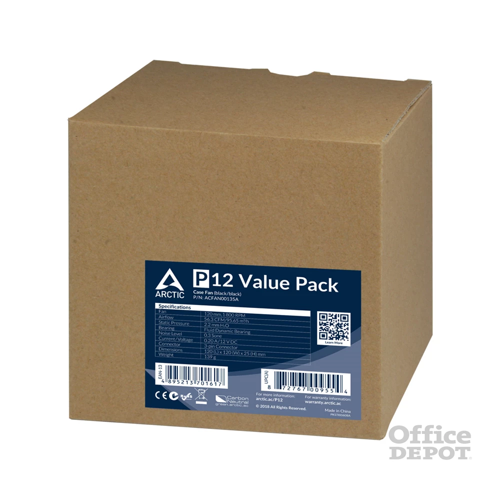 Arctic P12 120mm 5db fekete ventilátor