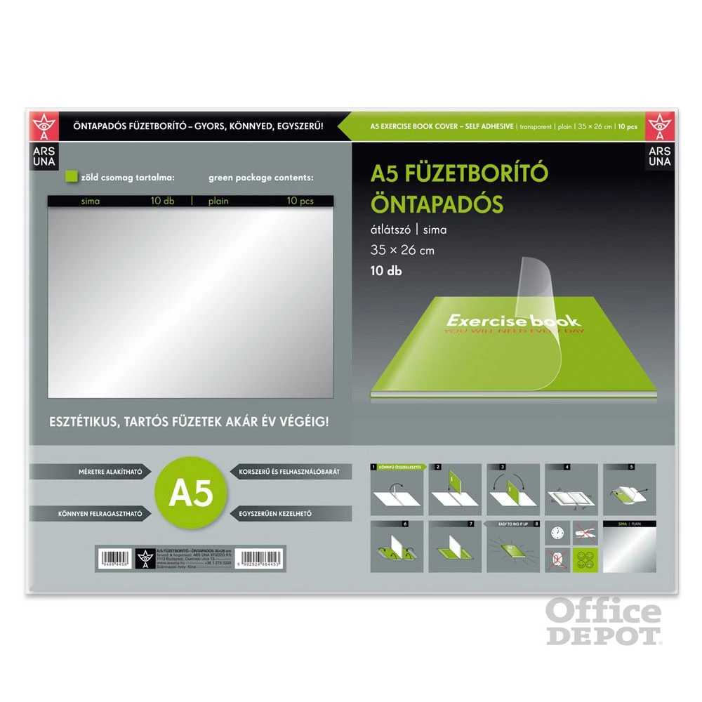 Ars Una A5 35x26cm öntapadós sima 10db füzetborító
