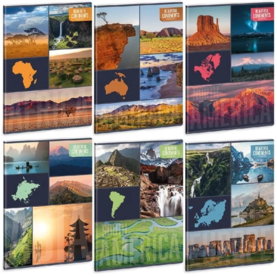 Ars Una Beautiful Continents 5190 A4 extra kapcsos kockás füzet Ars Una Beautiful Continents 5190 A4 extra kapcsos kockás füzet