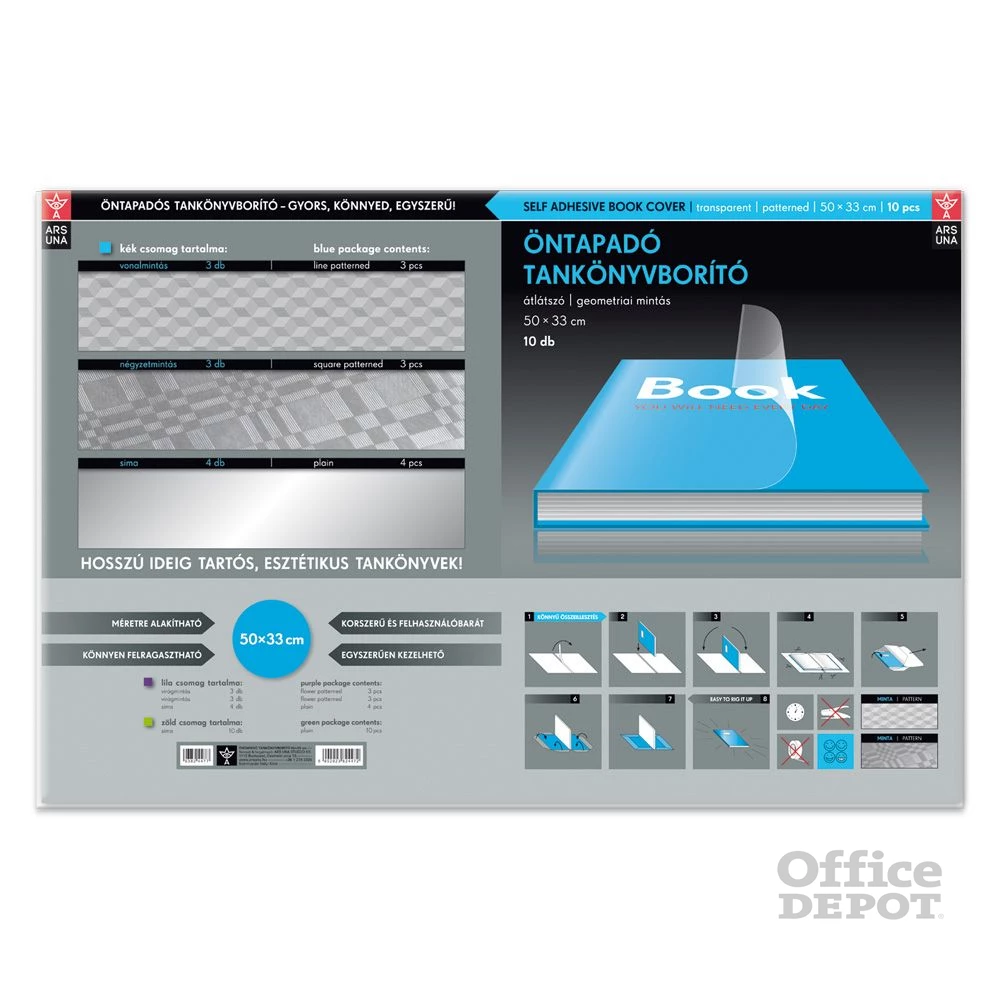 Ars Una 50x33cm geometrikus öntapadós 10db-os tankönyvborító