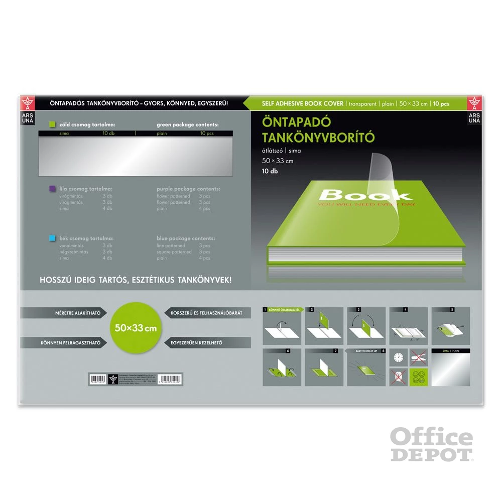 Ars Una 50x33cm sima öntapadós 10db-os tankönyvborító