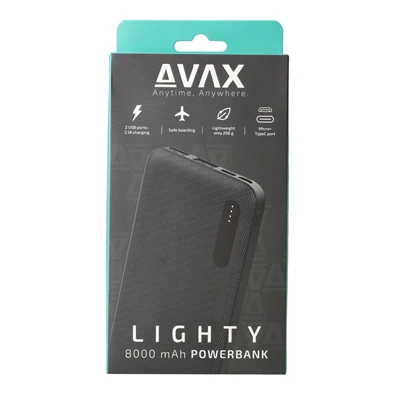 Avax PB103B LIGHTY 8000mAh fekete power bank Avax PB103B LIGHTY 8000mAh fekete power bank