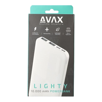 Avax PB104W LIGHTY 10000mAh fehér power bank Avax PB104W LIGHTY 10000mAh fehér power bank