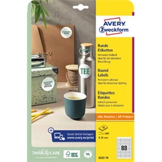 Avery 20mm 10ív 6222-10 univerzális fehér köretikett Avery 20mm 10ív 6222-10 univerzális fehér köretikett