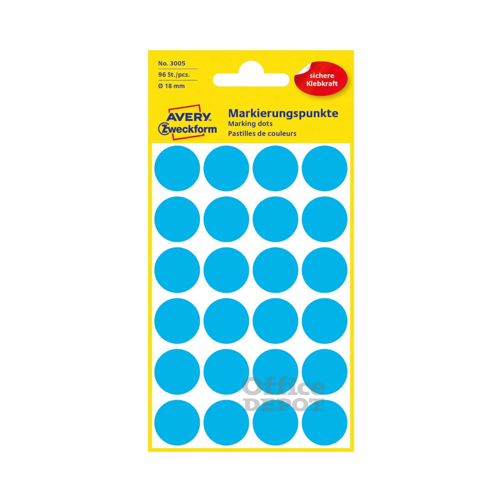 Avery 3005 18mm 96db-os kék jelölőpont