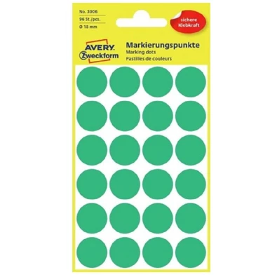 Avery 3006 18mm 96db-os zöld jelölőpont Avery 3006 18mm 96db-os zöld jelölőpont