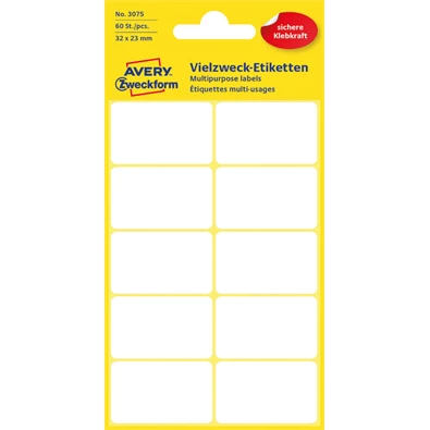 Avery 3075 32x23mm univerzális 60db-os fehér etikett Avery 3075 32x23mm univerzális 60db-os fehér etikett