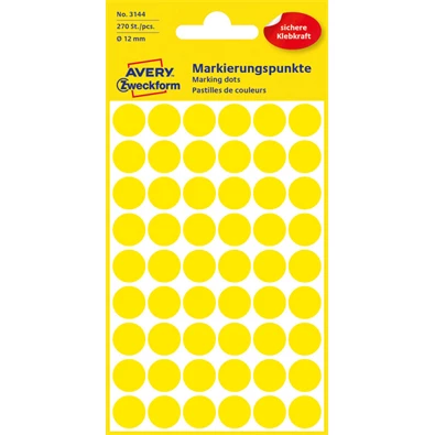 Avery 3144 12mm 270db-os sárga jelölőpont Avery 3144 12mm 270db-os sárga jelölőpont