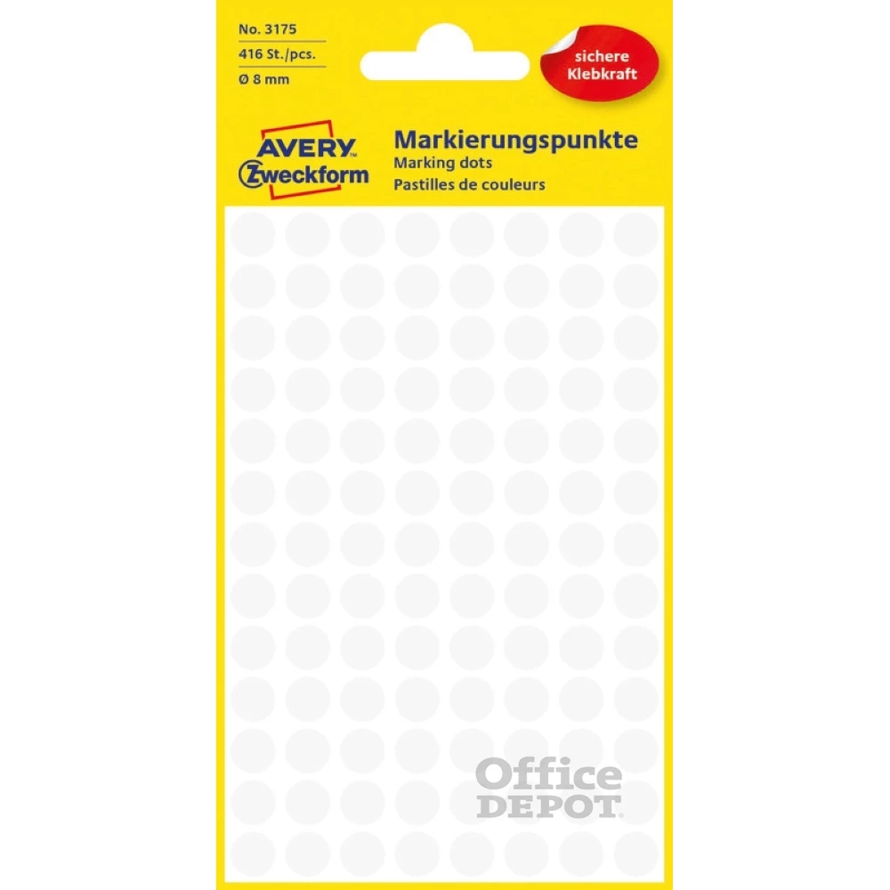 Avery 3175 8mm 416db-os fehér jelölőpont