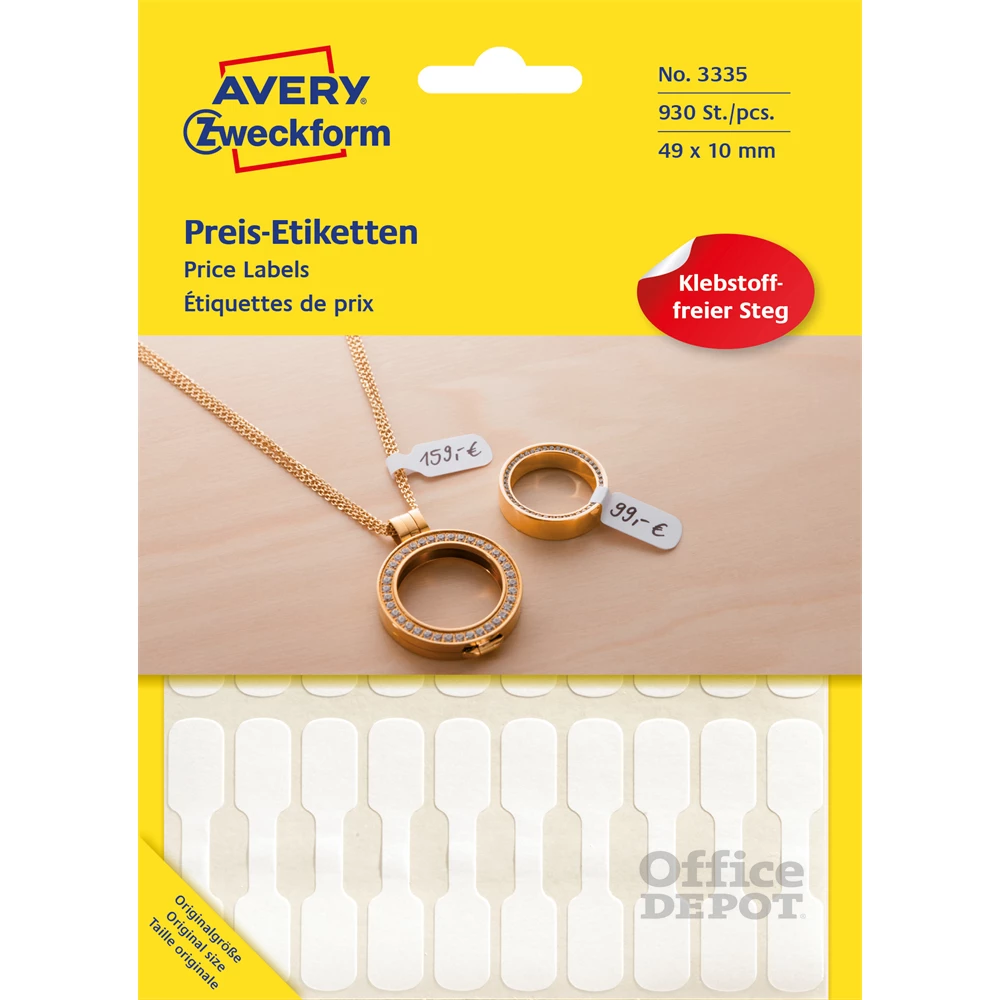 Avery 3335 49x10mm 930 db/csomag fehér kézzel írható árazó címke