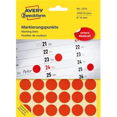 Avery 3374 18mm 1056db-os piros jelölőpont Avery 3374 18mm 1056db-os piros jelölőpont