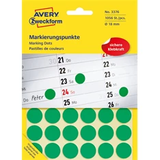 Avery 3376 18mm 1056db-os zöld jelölőpont Avery 3376 18mm 1056db-os zöld jelölőpont