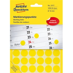 Avery 3377 18mm 1056db-os sárga jelölőpont Avery 3377 18mm 1056db-os sárga jelölőpont